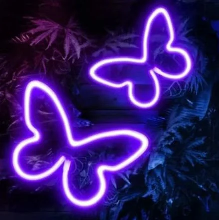 LED Butterfly neon interior decoration ornaments lightning night light lips letter light love light bar