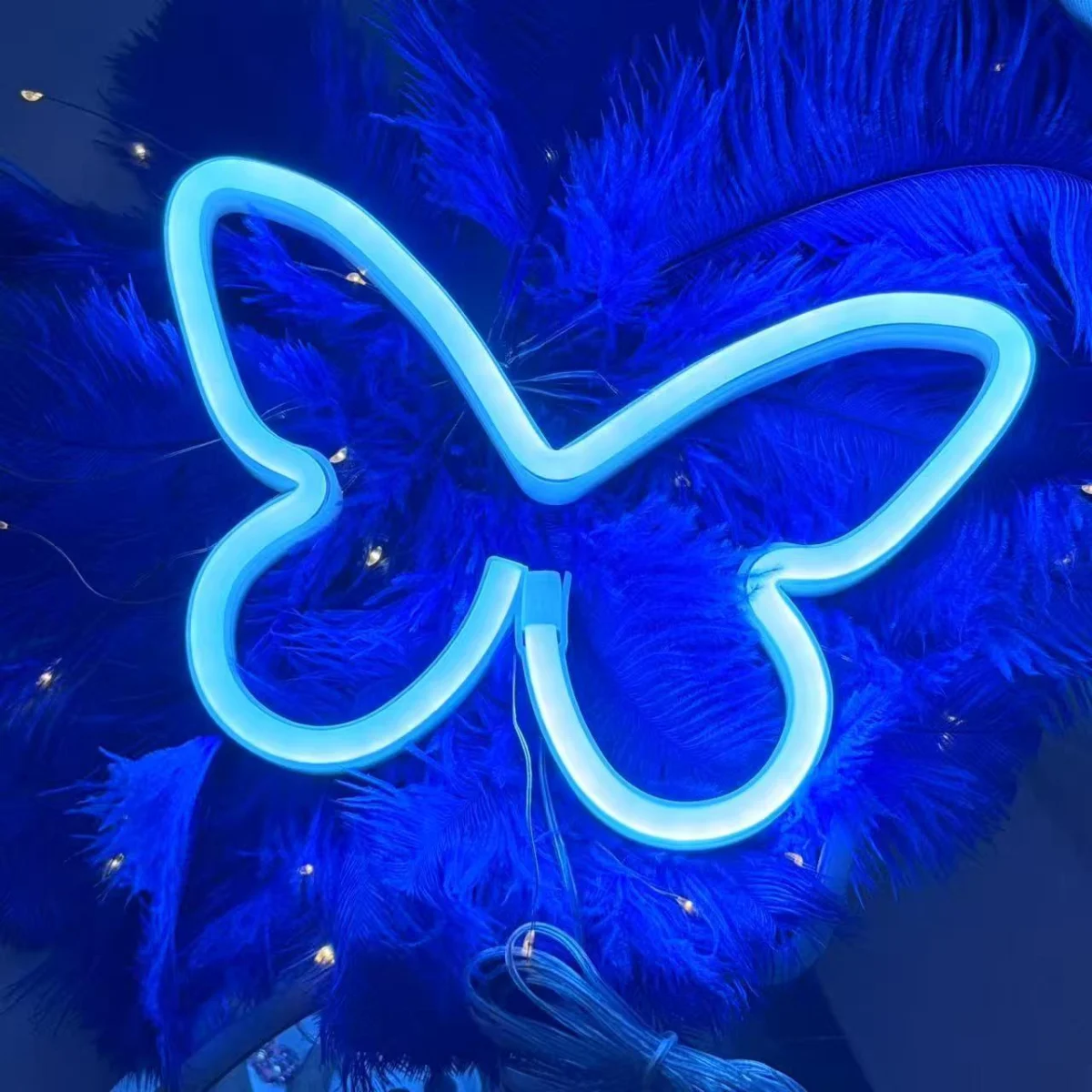 LED Butterfly neon interior decoration ornaments lightning night light lips letter light love light bar