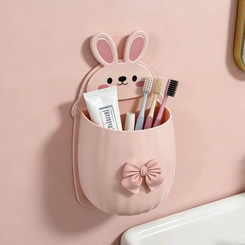 Rabbit Storage Rack Dormitory Bathroom Makeup Tool Organizer Bedside Cartoon Wall-Mounted Storage Box Overview
