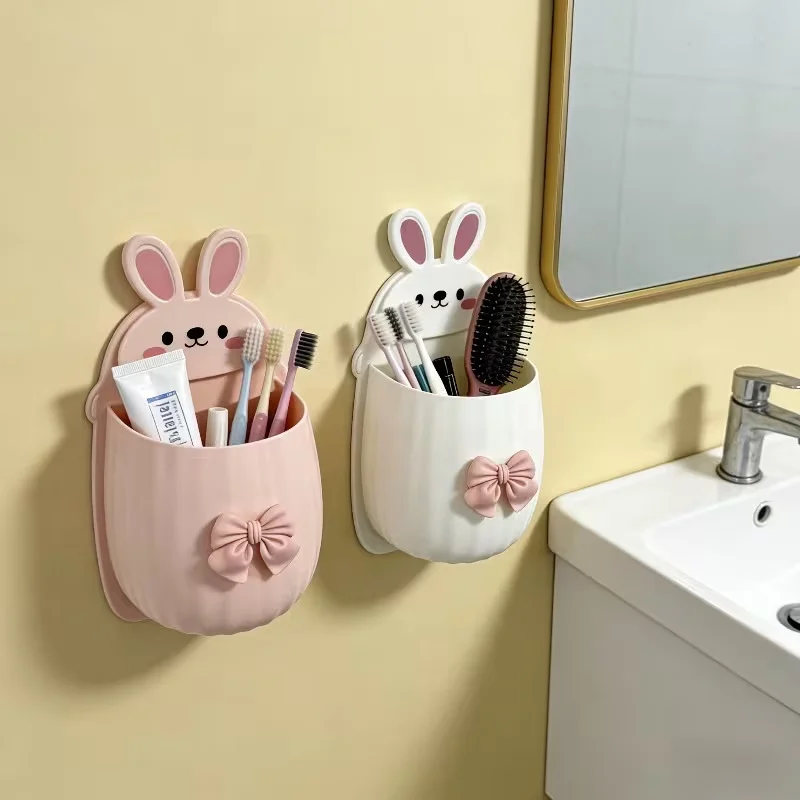Rabbit Storage Rack Dormitory Bathroom Makeup Tool Organizer Bedside Cartoon Wall-Mounted Storage Box
