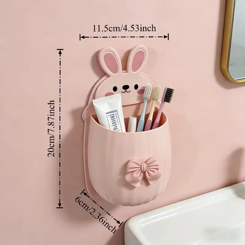 Rabbit Storage Rack Dormitory Bathroom Makeup Tool Organizer Bedside Cartoon Wall-Mounted Storage Box Overview