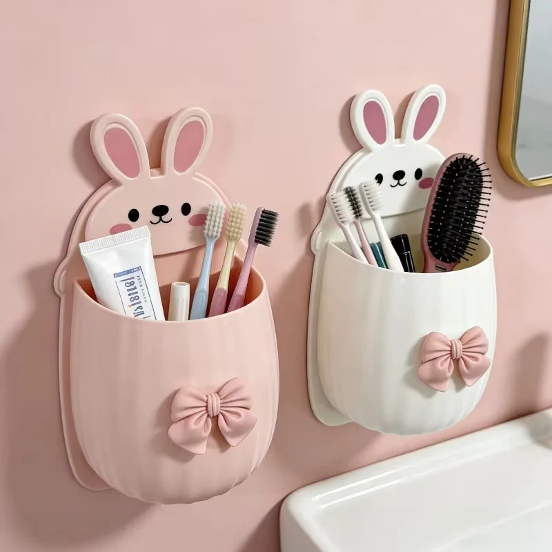Rabbit Storage Rack Dormitory Bathroom Makeup Tool Organizer Bedside Cartoon Wall-Mounted Storage Box