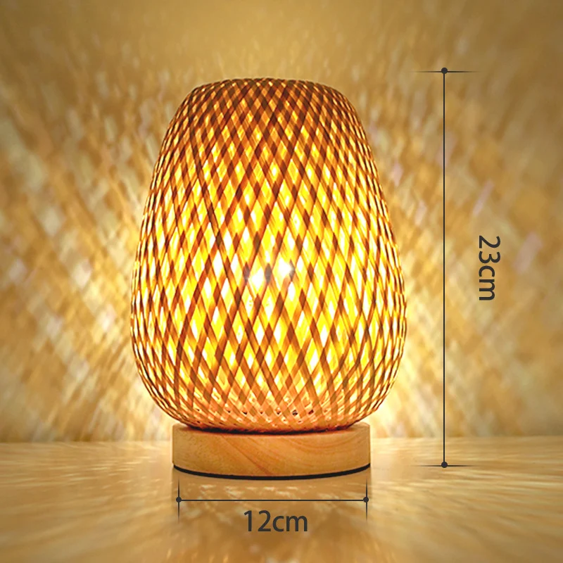 Wabi-Sabi Bamboo Wood Table Lamp Bedside Lamp Bedroom Nordic Ins Bamboo Woven Lamp Small Night Light Homestay Retro Small Table Lamp Japanese Style Overview