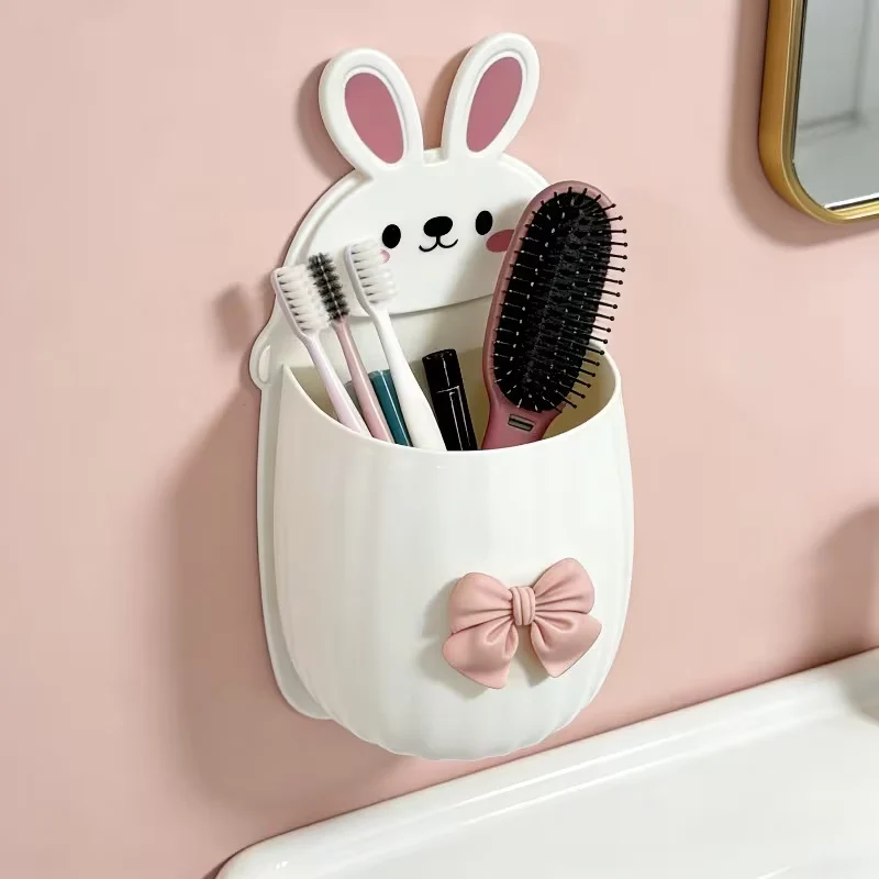 Rabbit Storage Rack Dormitory Bathroom Makeup Tool Organizer Bedside Cartoon Wall-Mounted Storage Box