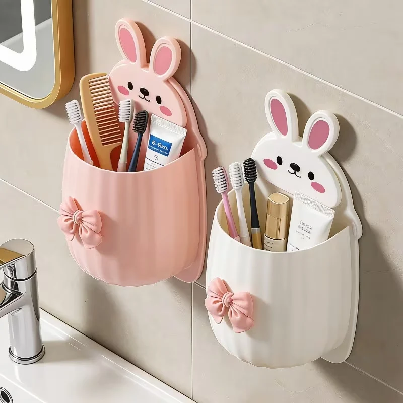 Rabbit Storage Rack Dormitory Bathroom Makeup Tool Organizer Bedside Cartoon Wall-Mounted Storage Box Overview