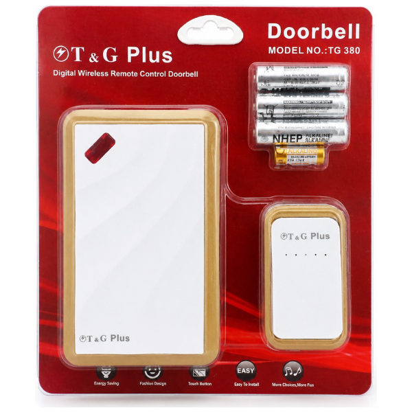 T&G Plus TG380 Digital Wireless Remote Control Doorbell – White & Gold