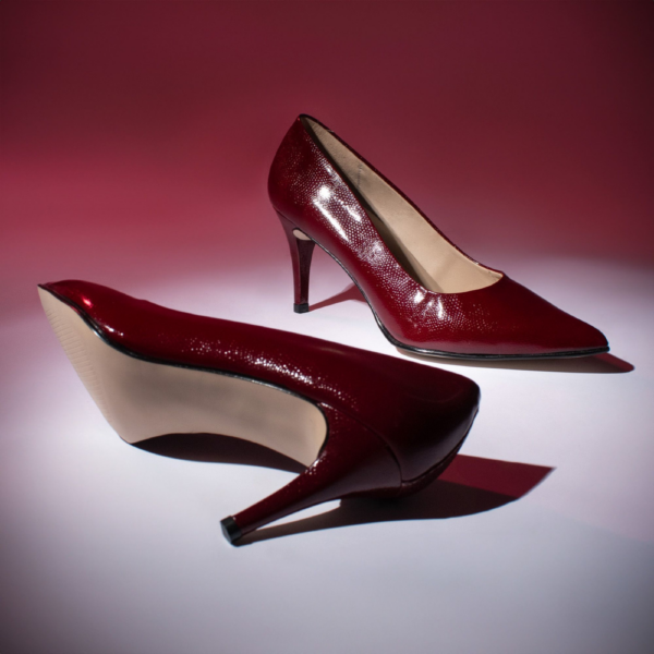 Premium Glossy Maroon High Heel Pump Shoes for Women
