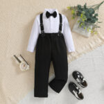 Children's Clothing Baby Gentleman Suit Baby Autumn One-Year-Old Dress Boy's Shirt Overalls Two-Piece Set
