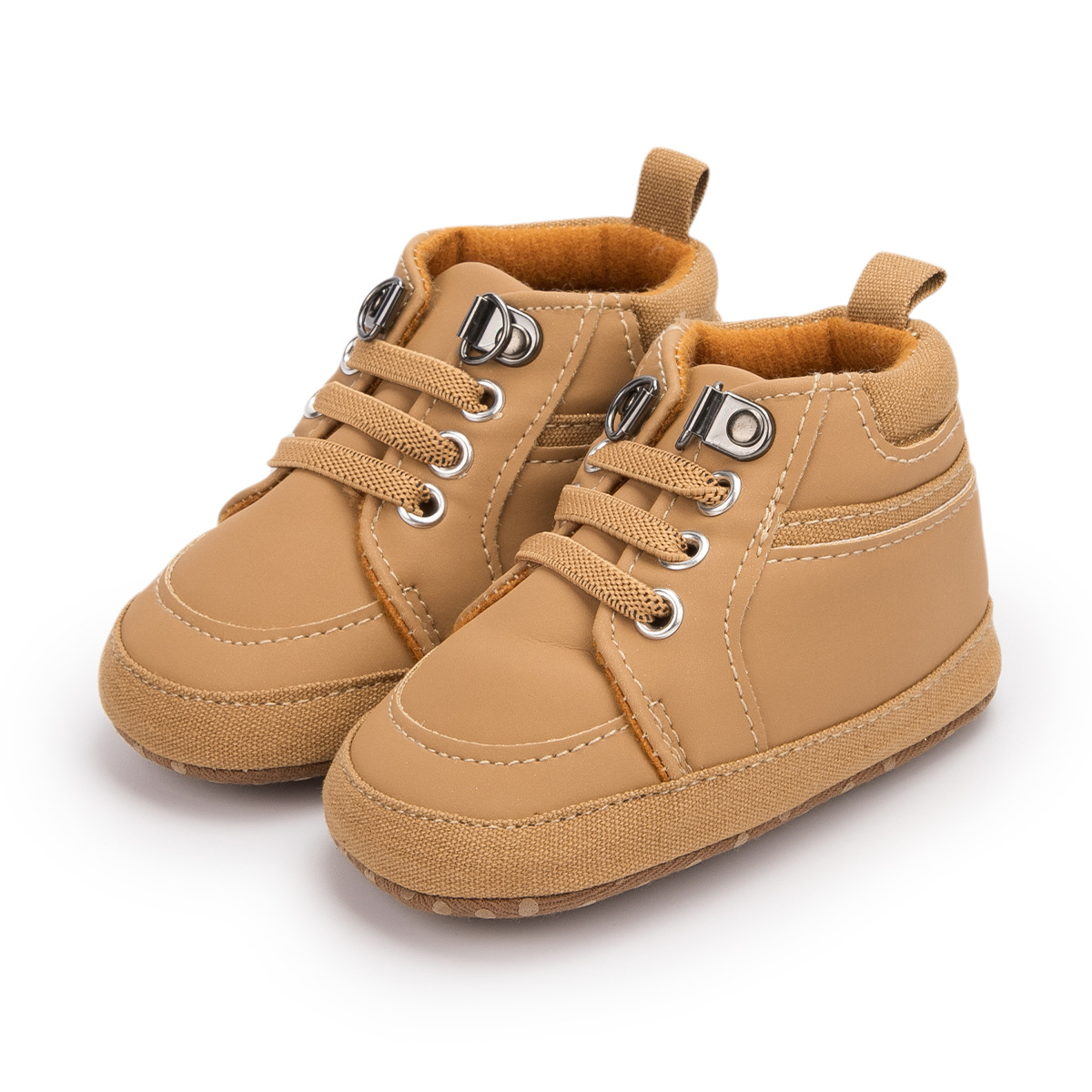 Soft sole high-top baby shoes in blue yellow grey black