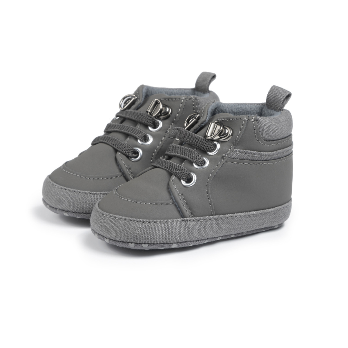 Soft sole high-top baby shoes in blue yellow grey black