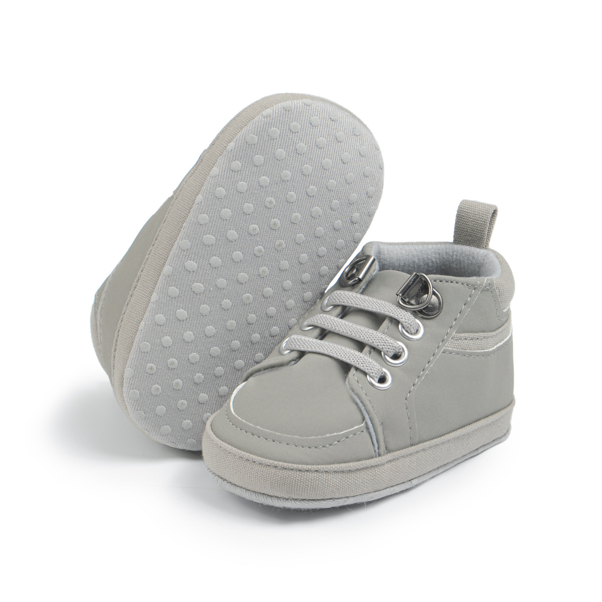 Soft sole high-top baby shoes in blue yellow grey black