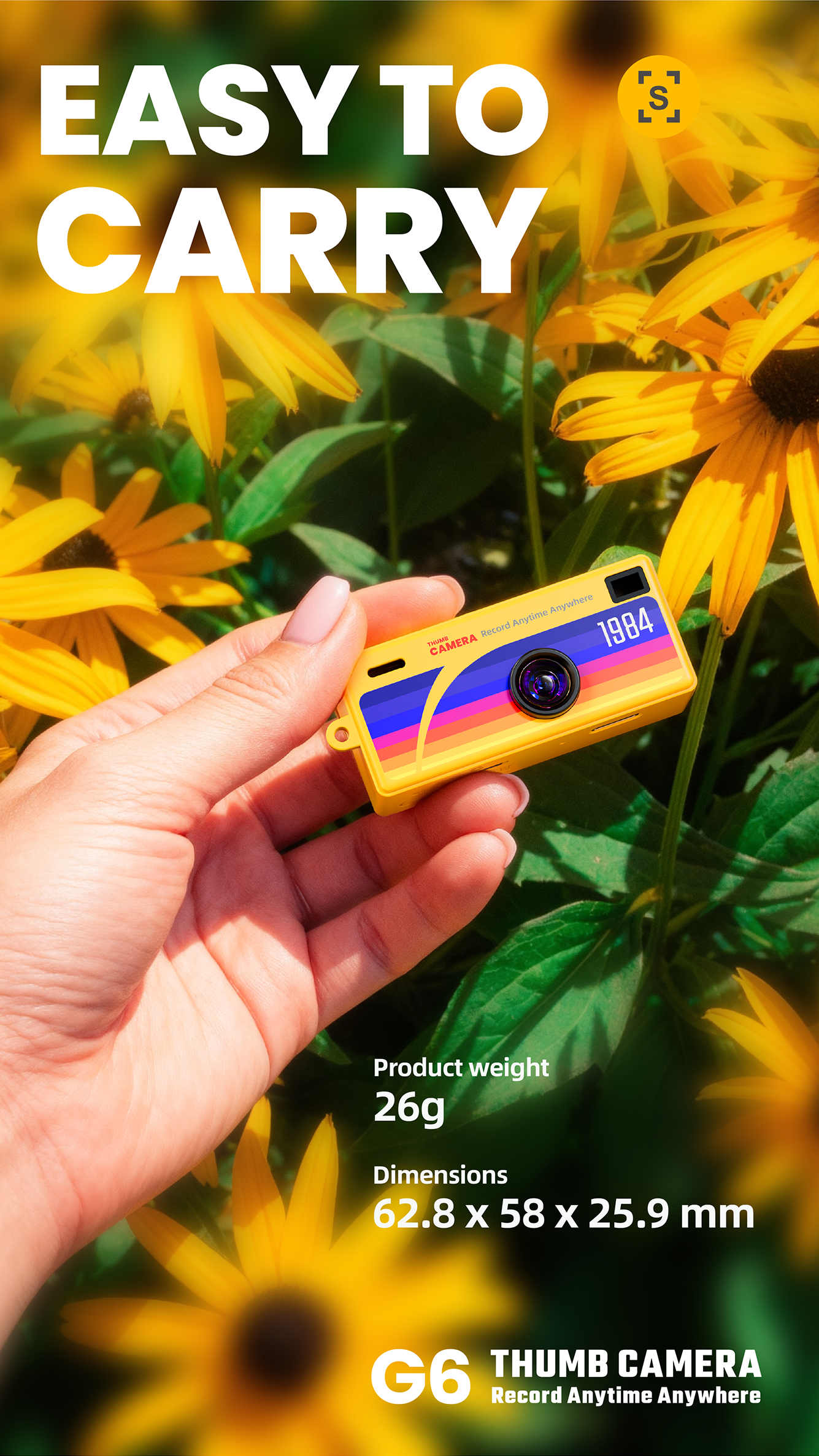 Red G6 Kids Mini Thumb 1080P HD Retro Camera showing front lens and back screen